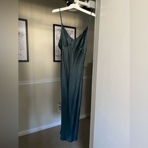 SILKSILKY 19Momme 100% Silk V-Neck Maxi Slip dress, emerald green